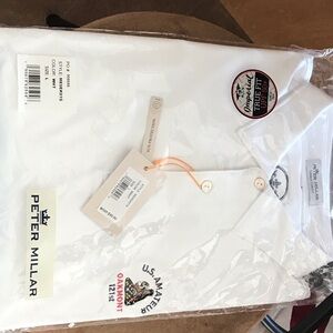 Peter Millar White Embroidered Polo